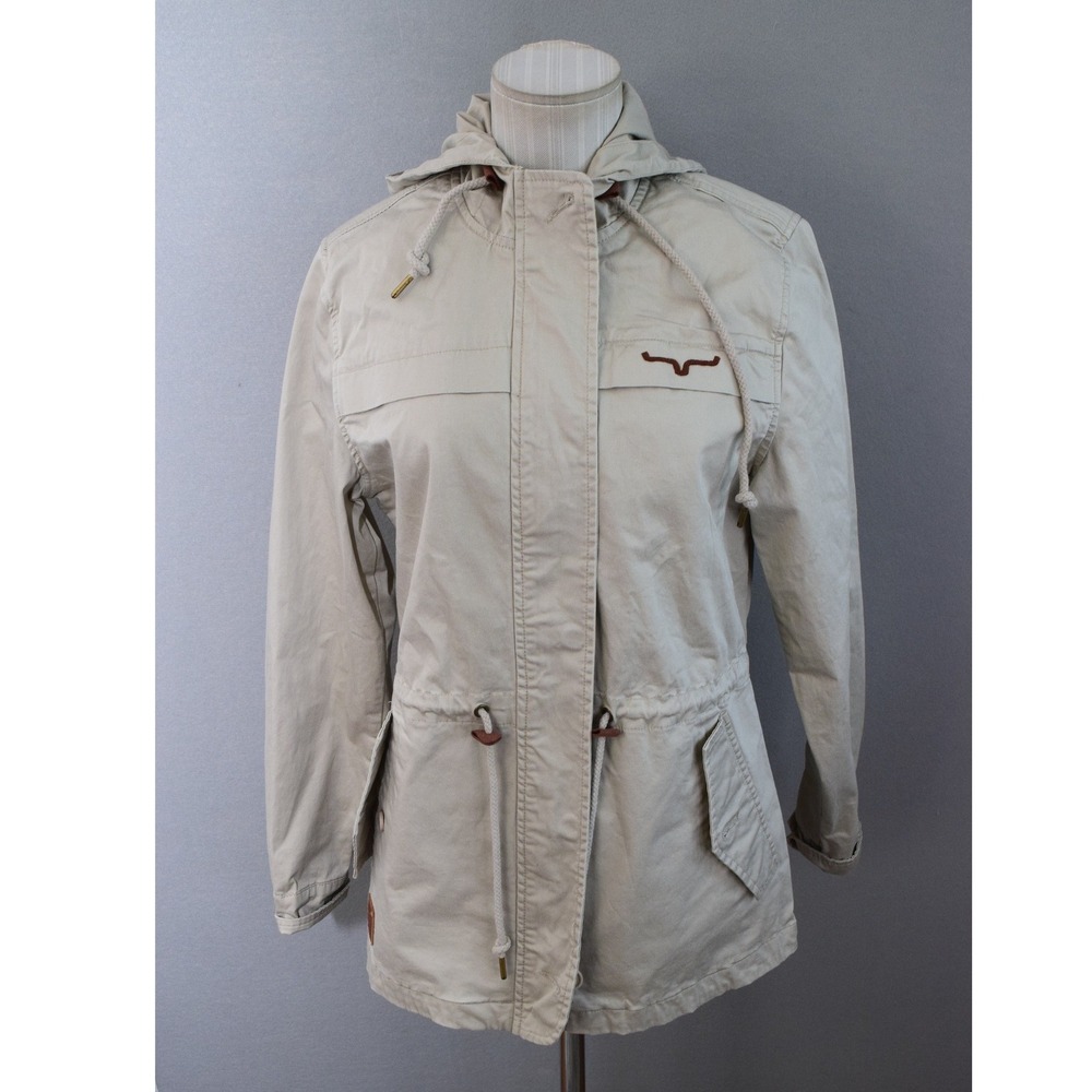 Kimes Ranch Longrider Utility Jacket Small Tan Khaki Hooded Western Field Coat